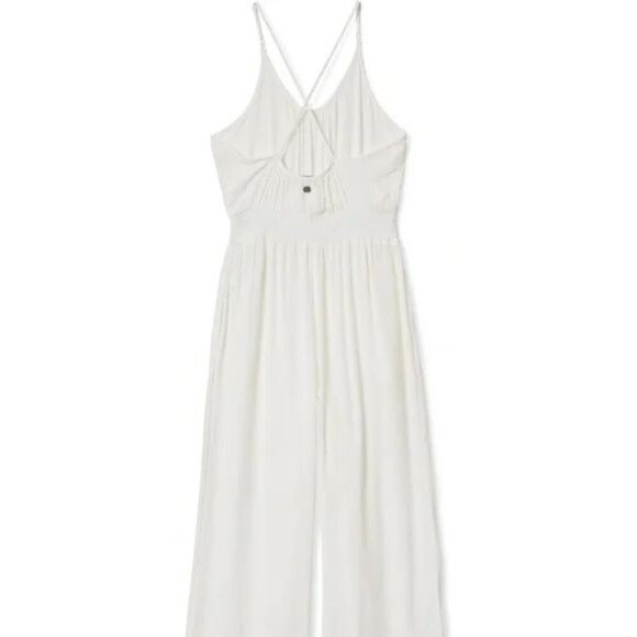 PrAna Fernie Jumpsuit Womens Large White Tencel Gauze Wide Leg Cover Up NWT - Picture 3 of 6